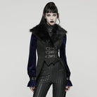 PUNK RAVE Women's Gothic Jacquard Buckle-up Swallow-tailed Vest