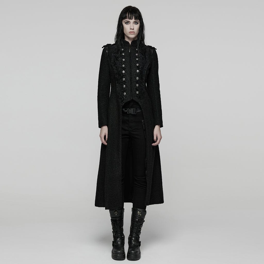 PUNK RAVE Women's Gothic Jacquard Double-Breasted Coat