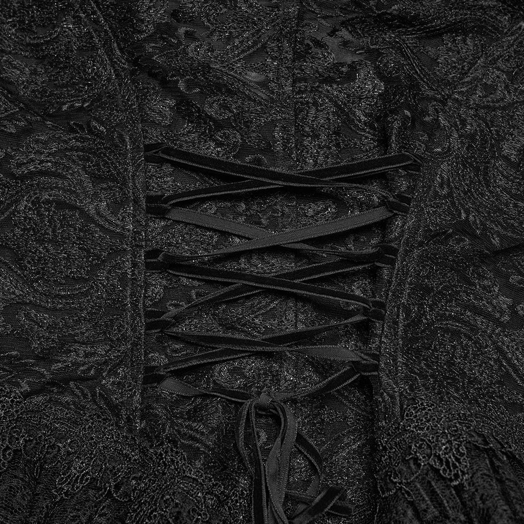 PUNK RAVE Women's Gothic Jacquard Lace Beaded Vest