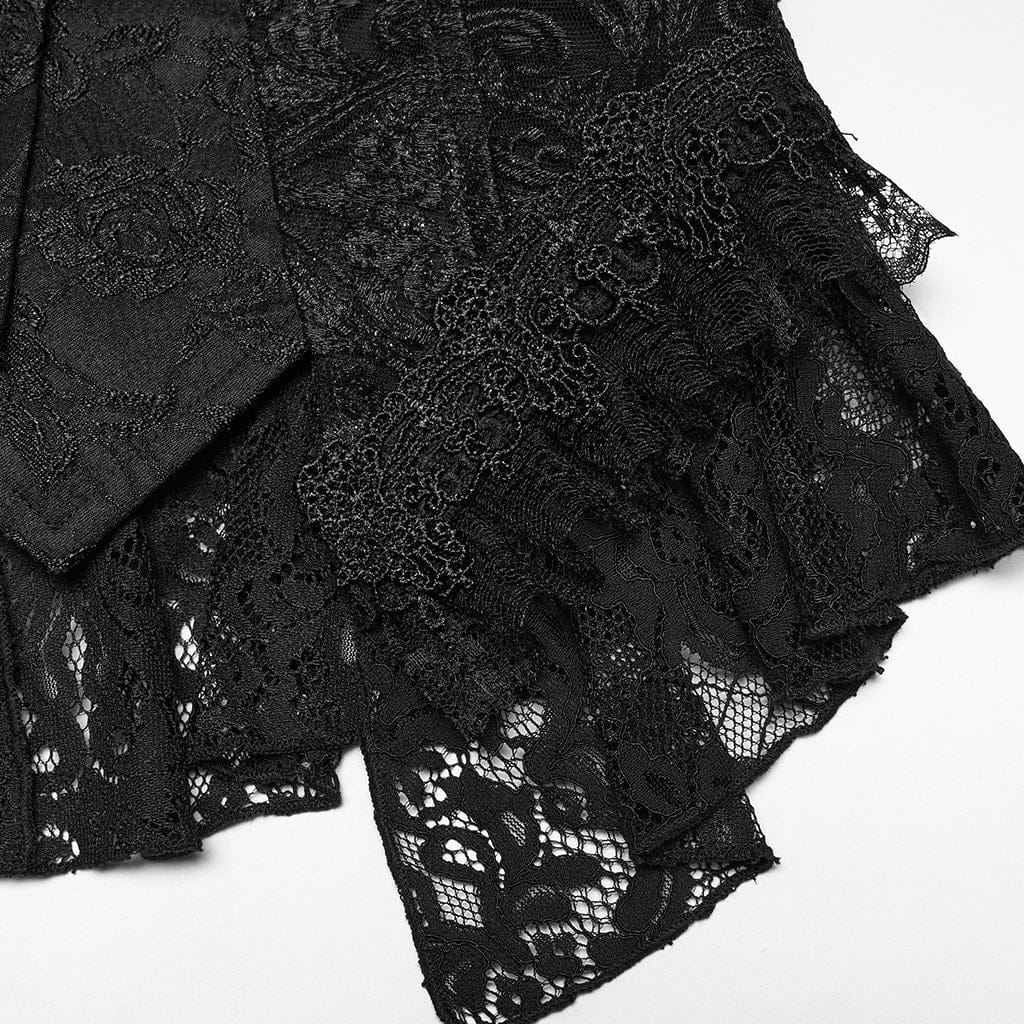 PUNK RAVE Women's Gothic Jacquard Lace Beaded Vest