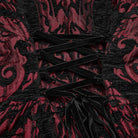 PUNK RAVE Women's Gothic Jacquard Lace-up Faux Fur Trim Long Jacket Red