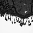PUNK RAVE Women's Gothic Jacquard Tassels Underbust Corset Black
