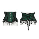 PUNK RAVE Women's Gothic Jacquard Tassels Underbust Corset Black-Green