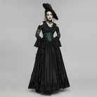 PUNK RAVE Women's Gothic Jacquard Tassels Underbust Corset Black-Green