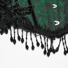 PUNK RAVE Women's Gothic Jacquard Tassels Underbust Corset Black-Green