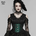 PUNK RAVE Women's Gothic Jacquard Tassels Underbust Corset Black-Green