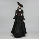 PUNK RAVE Women's Gothic Jacquard Tassels Underbust Corset Black-Red