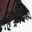 PUNK RAVE Women's Gothic Jacquard Tassels Underbust Corset Black-Red