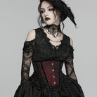 PUNK RAVE Women's Gothic Jacquard Tassels Underbust Corset Black-Red