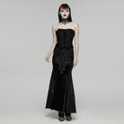 PUNK RAVE Women's Gothic Lace Embroidered Velvet Skirt