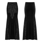 PUNK RAVE Women's Gothic Lace Embroidered Velvet Skirt