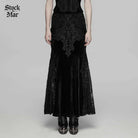 PUNK RAVE Women's Gothic Lace Embroidered Velvet Skirt