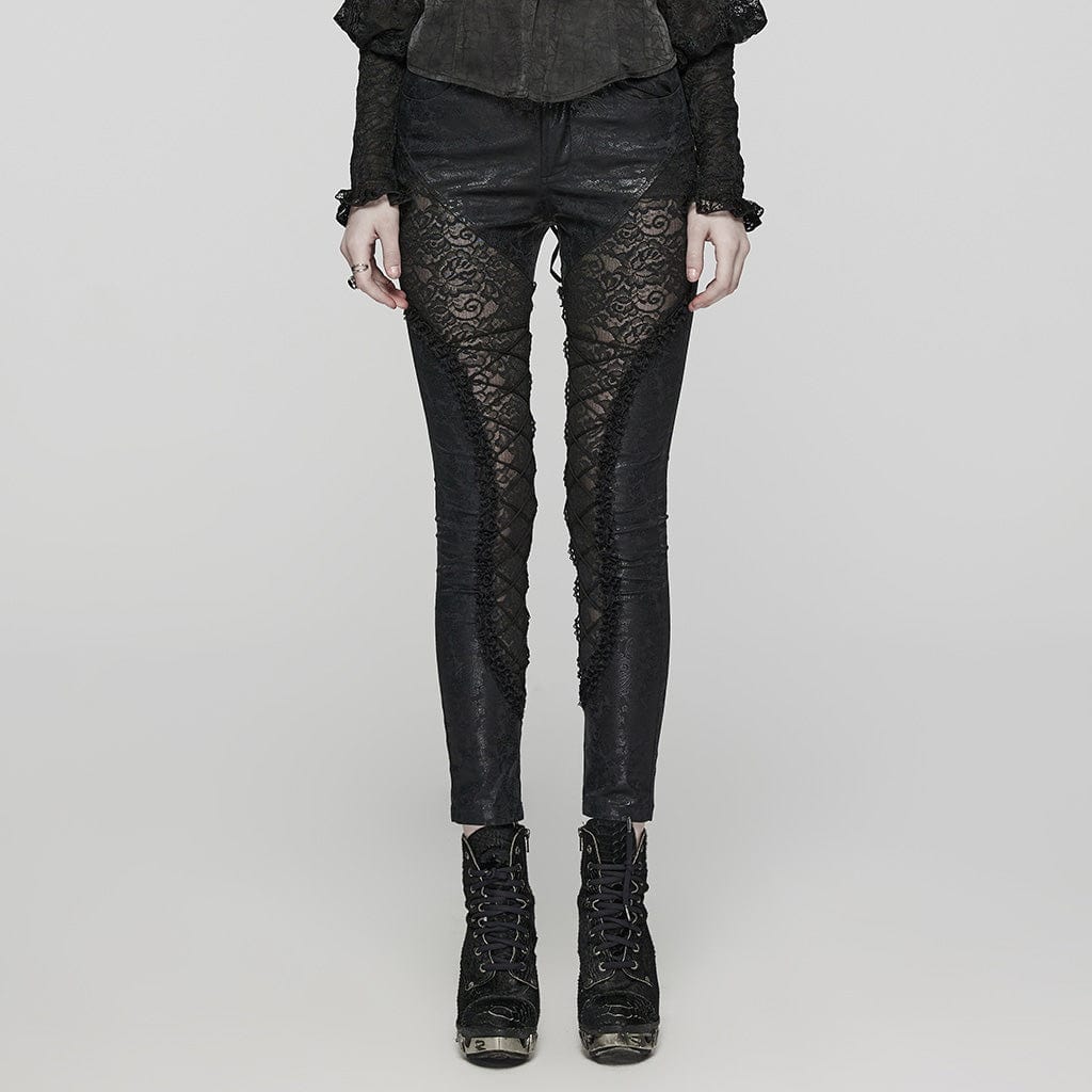 Women's Gothic Lace Lace-Up Leggings – Punk Design