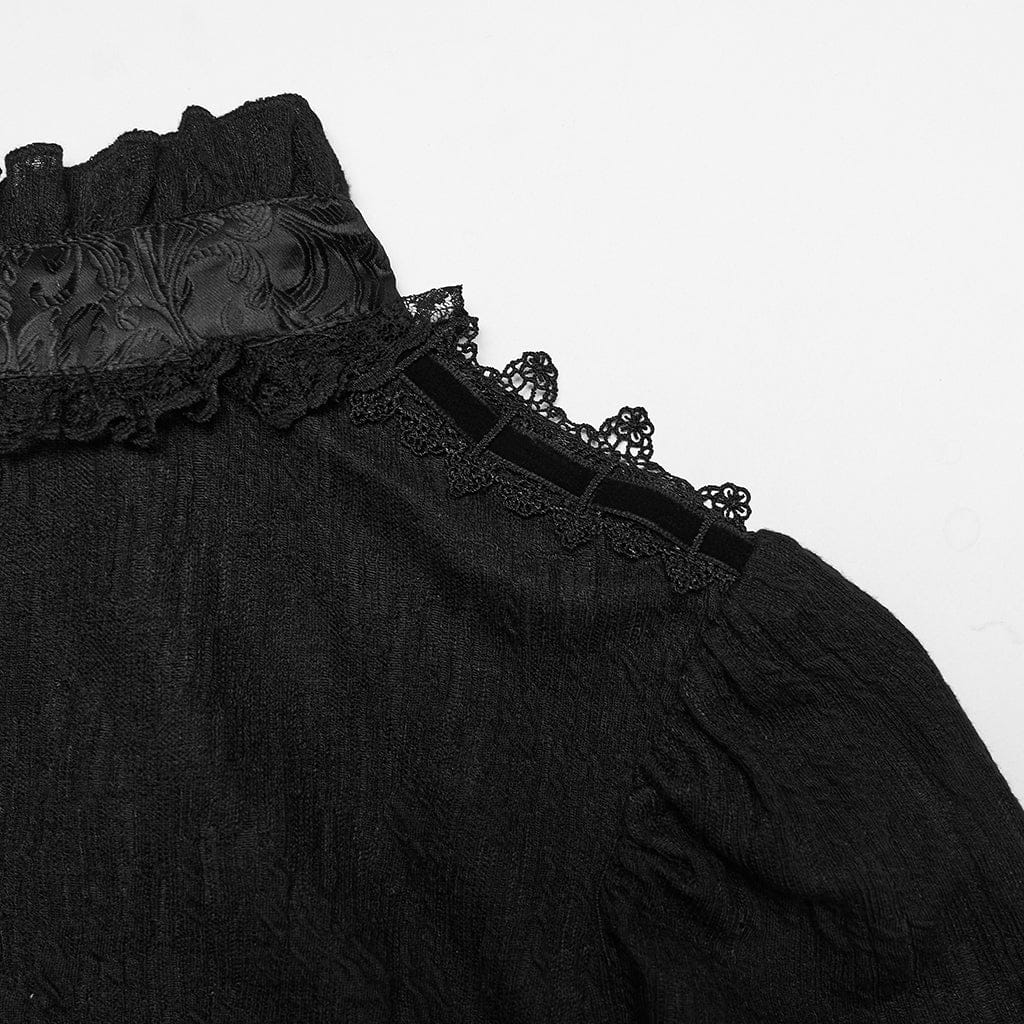 PUNK RAVE Women's Gothic Lace Pullover Long Sleeved Shirt