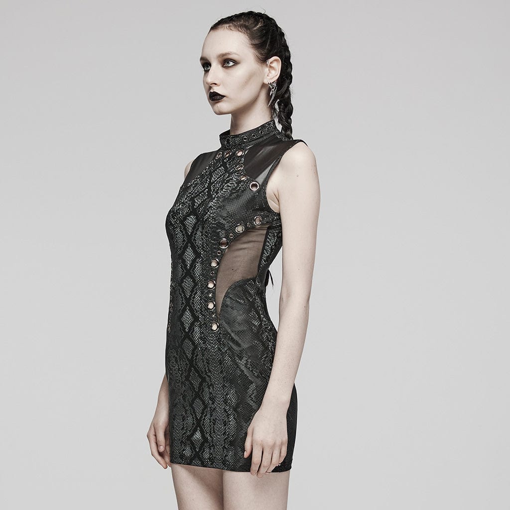 PUNK RAVE Women's Gothic Lace Ruffled Lace-Up Maxi Dress