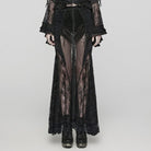 PUNK RAVE Women's Gothic Lace Sheer Wrapped Hip Long Skirt