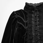 PUNK RAVE Women's Gothic Lace Splice Bell Sleeved Top Black
