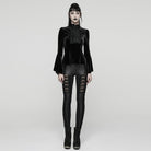 PUNK RAVE Women's Gothic Lace Splice Bell Sleeved Top Black