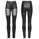 PUNK RAVE Women's Gothic Lace Splice Embossed Leggings