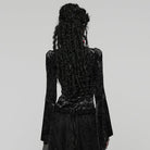 PUNK RAVE Women's Gothic Lace Splice Lace-up Flared Sleeved Top Black