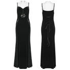 PUNK RAVE Women's Gothic Lace Splice Lace-up Slip Dress