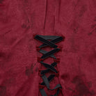 PUNK RAVE Women's Gothic Lace Splice Puff Sleeved Ruffle Shirt Red