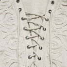 PUNK RAVE Women's Gothic Lace-up Distressed Collared Long Sleeve Shirt White