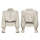 PUNK RAVE Women's Gothic Lace-up Distressed Collared Long Sleeve Shirt White