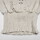 PUNK RAVE Women's Gothic Lace-up Distressed Collared Long Sleeve Shirt White