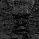 PUNK RAVE Women's Gothic Lace-up Faux Fur Splice Hooded Coat Black