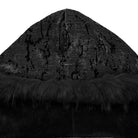 PUNK RAVE Women's Gothic Lace-up Faux Fur Splice Hooded Coat Black