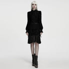 PUNK RAVE Women's Gothic Lace-up Floral Long Sleeve Shirt