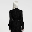 PUNK RAVE Women's Gothic Lace-up Floral Long Sleeve Shirt