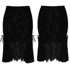 PUNK RAVE Women's Gothic Lace-up Floral  Midi Skirt