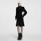 PUNK RAVE Women's Gothic Lace-up Floral  Midi Skirt