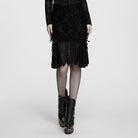 PUNK RAVE Women's Gothic Lace-up Floral  Midi Skirt