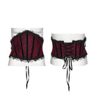 PUNK RAVE Women's Gothic Lace-up Lace Trim Underbust Corset Red