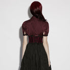 PUNK RAVE Women's Gothic Lace-up Lace Trim Underbust Corset Red