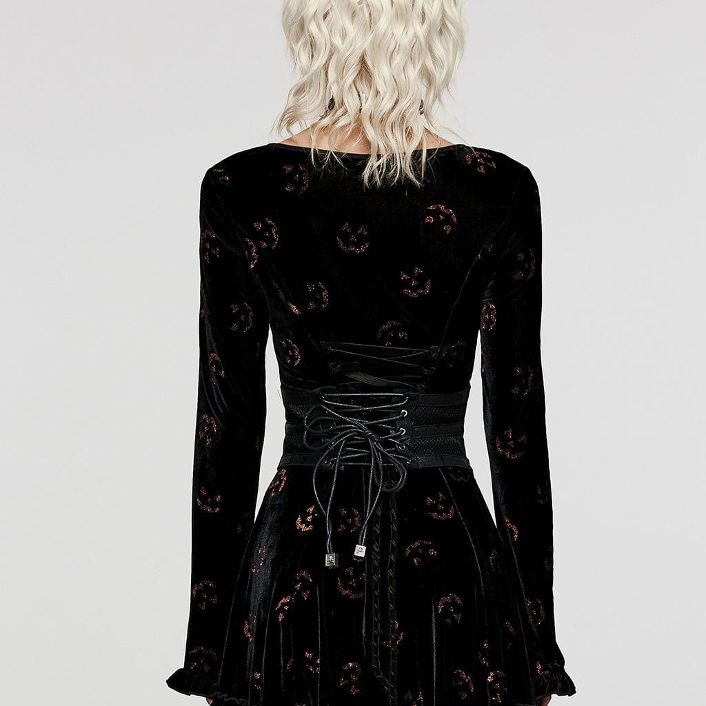 PUNK RAVE Women's Gothic Lace-up Mesh Splice Underbust Corset