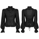 PUNK RAVE Women's Gothic Lace-up Puff Sleeved Ruffle Shirt