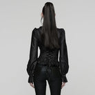 PUNK RAVE Women's Gothic Lace-up Puff Sleeved Ruffle Shirt