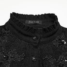 PUNK RAVE Women's Gothic Lace-up Ruffle Jacquard Long Sleeve Shirt