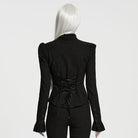 PUNK RAVE Women's Gothic Lace-up Ruffle Jacquard Long Sleeve Shirt