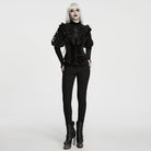 PUNK RAVE Women's Gothic Lace-up Ruffle Trim Long Sleeve Shirt