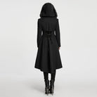 PUNK RAVE Women's Gothic Lace-up Single-breasted Hooded Coat Black