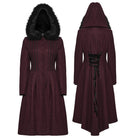 PUNK RAVE Women's Gothic Lace-up Single-breasted Hooded Coat Red