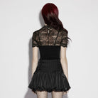 PUNK RAVE Women's Gothic Lace-up Striped Pumpkin Shorts Black