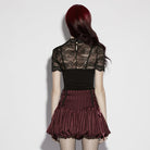 PUNK RAVE Women's Gothic Lace-up Striped Pumpkin Shorts Red