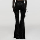 PUNK RAVE Women's Gothic Lace-up Velvet Flared Pants Black