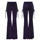 PUNK RAVE Women's Gothic Lace-up Velvet Flared Pants Violet
